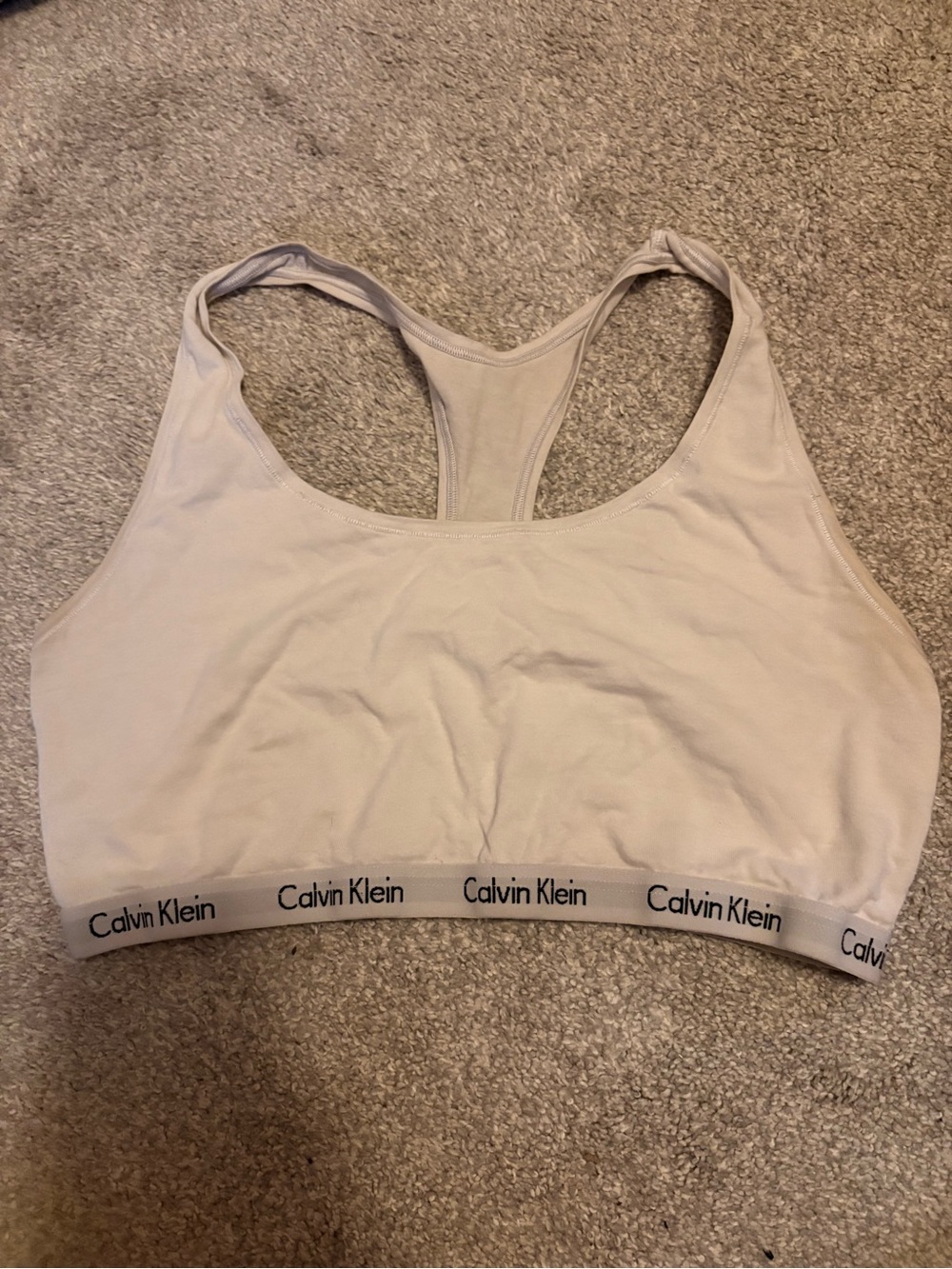 Calvin Klein Light Beige Racerback Bralette with Branded Band